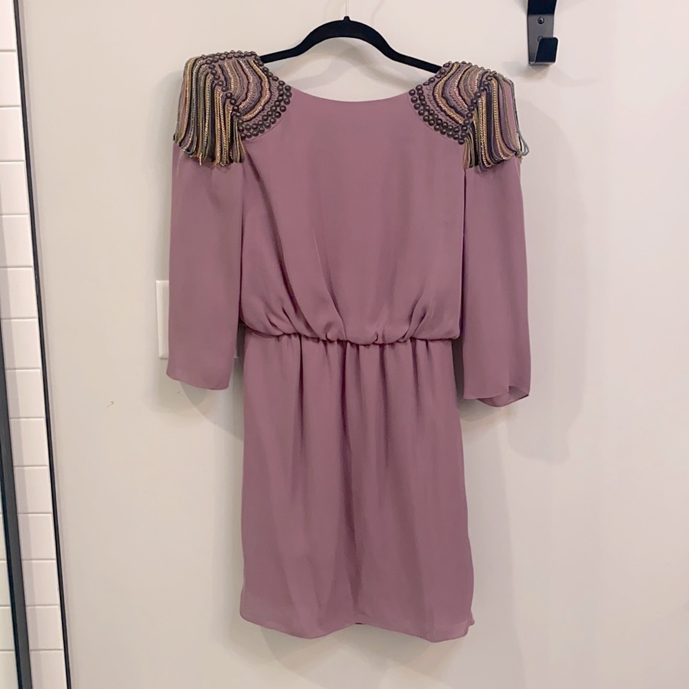Light purple mini dress with scoop back